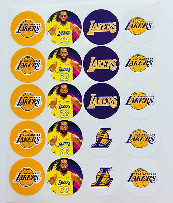 Set Of 40- 2" Los Angeles Lakers Adhesive Stickers. Make Cupcake Toppers! Lebron