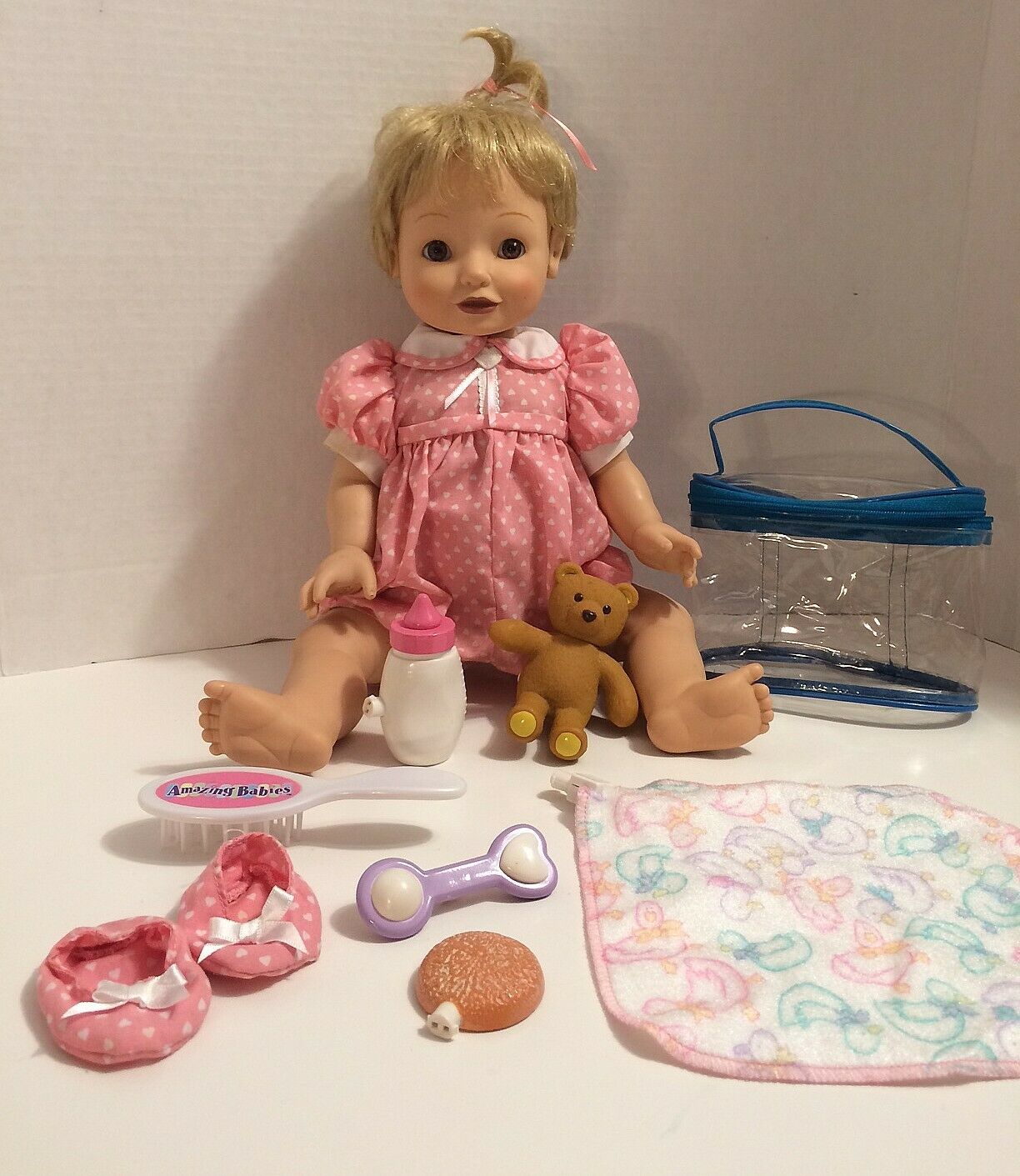 Playmates 2000  Amazing Babies Blond Interactive Doll & Accessories - Needs work