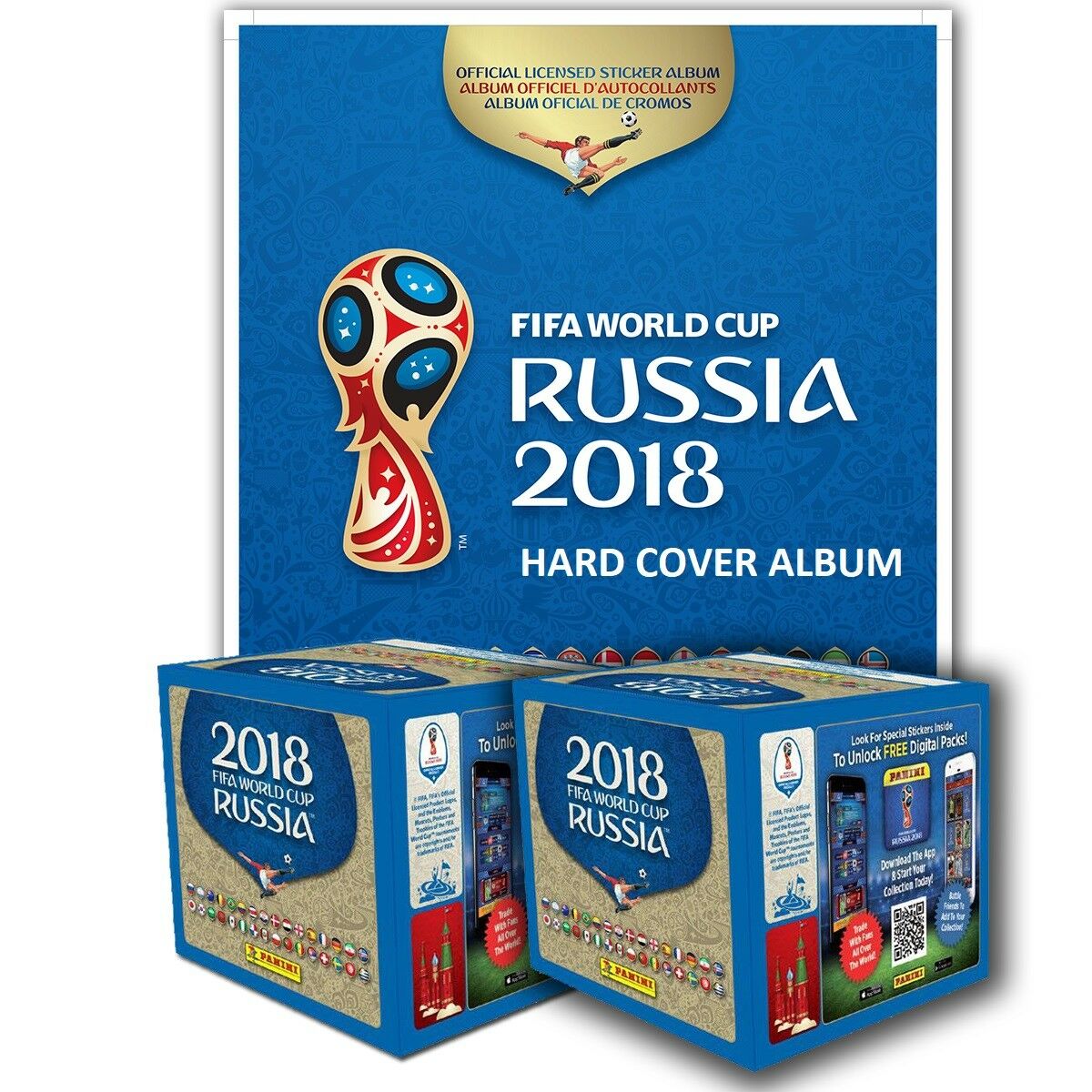 Panini  2018 Fifa World Cup Russia Hard Cover Album + 2 Boxes Free Shipping