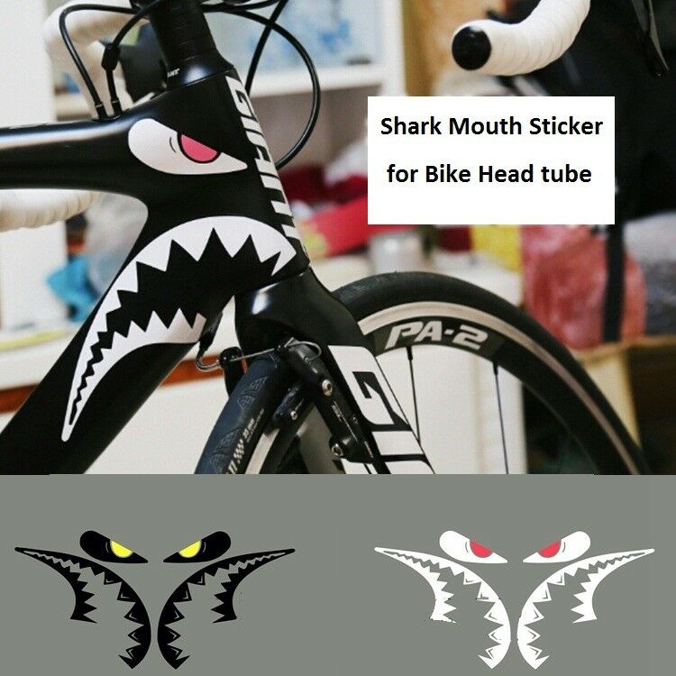 Shark Mouth Sticker For Bicycle Frames Head Tube Mtb Road Bike Cycling Decals