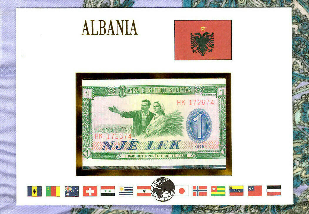 E Banknotes Of All Nations Albania 1976  1 Lek P-40a Unc Prefix Hk