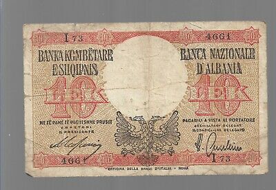 1939-44 Albania Albanian Paper Money, 10Leke Italy& Germany Occupation