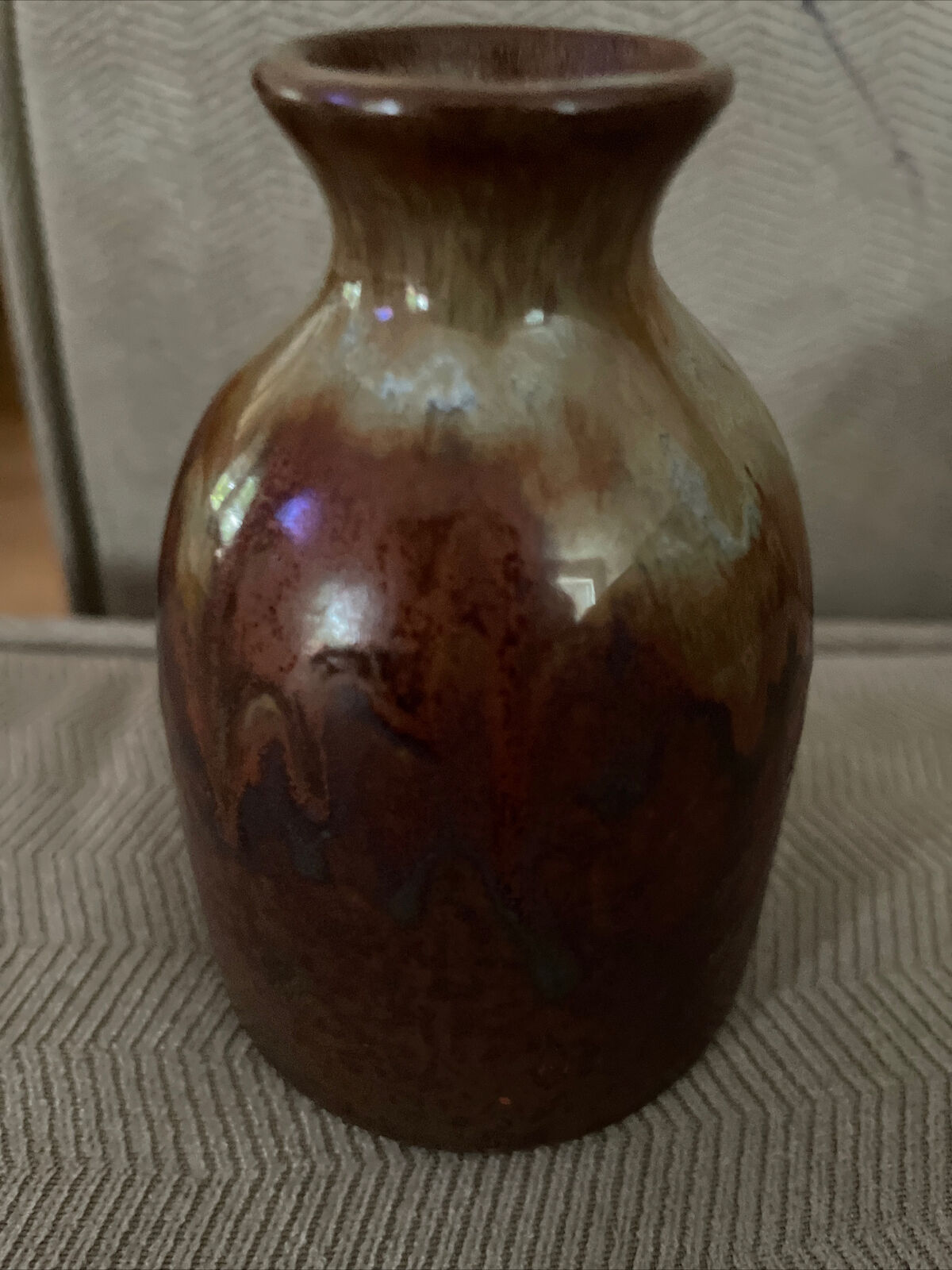 Newcomb(?)college High Glazed Vase, H.3.5”, Experimental,ex-newcomb Art Student