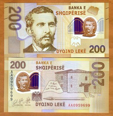 Albania, 200 Leke, 2017 (2019),  P-new, First Polymer, Aa-prefix, Unc > Poet