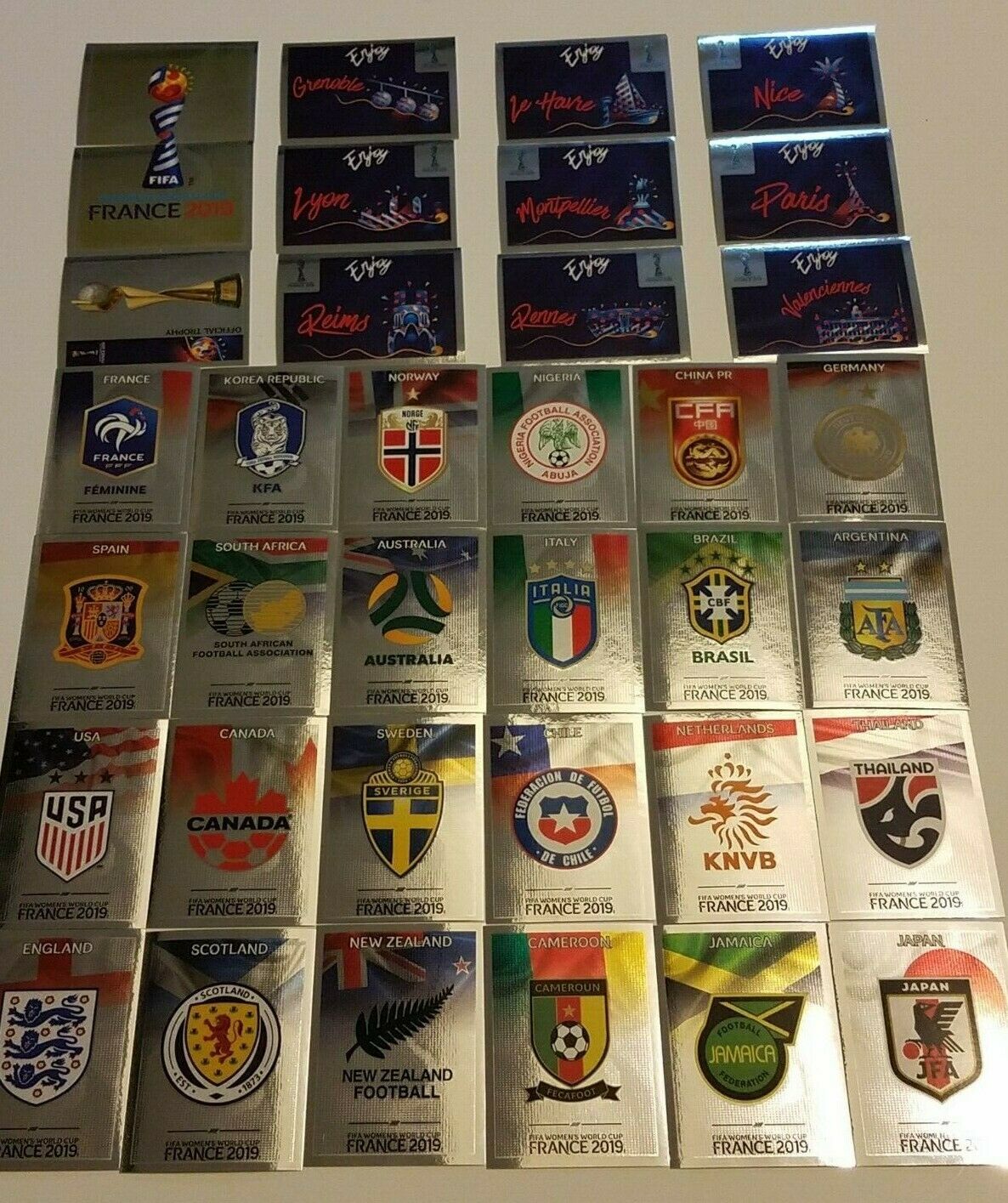 Panini Fifa Womens World Cup France 2019 - Foil, Emblems & Shiny Stickers.